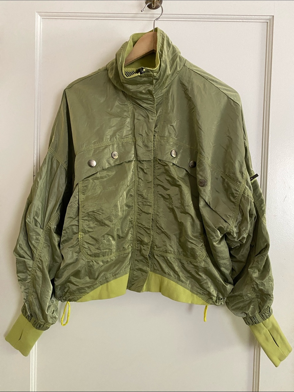 FREE PEOPLE Movement Opal Bomber Jacket Green Windbreaker Size XS